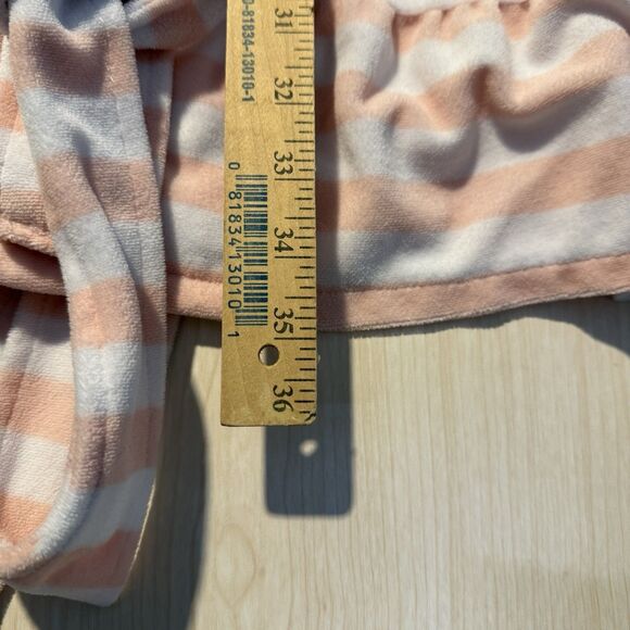 Betsey Johnson Pink Striped Ruffle Soft Robe Lounge Resort Relax Vacation - Picture 6 of 12